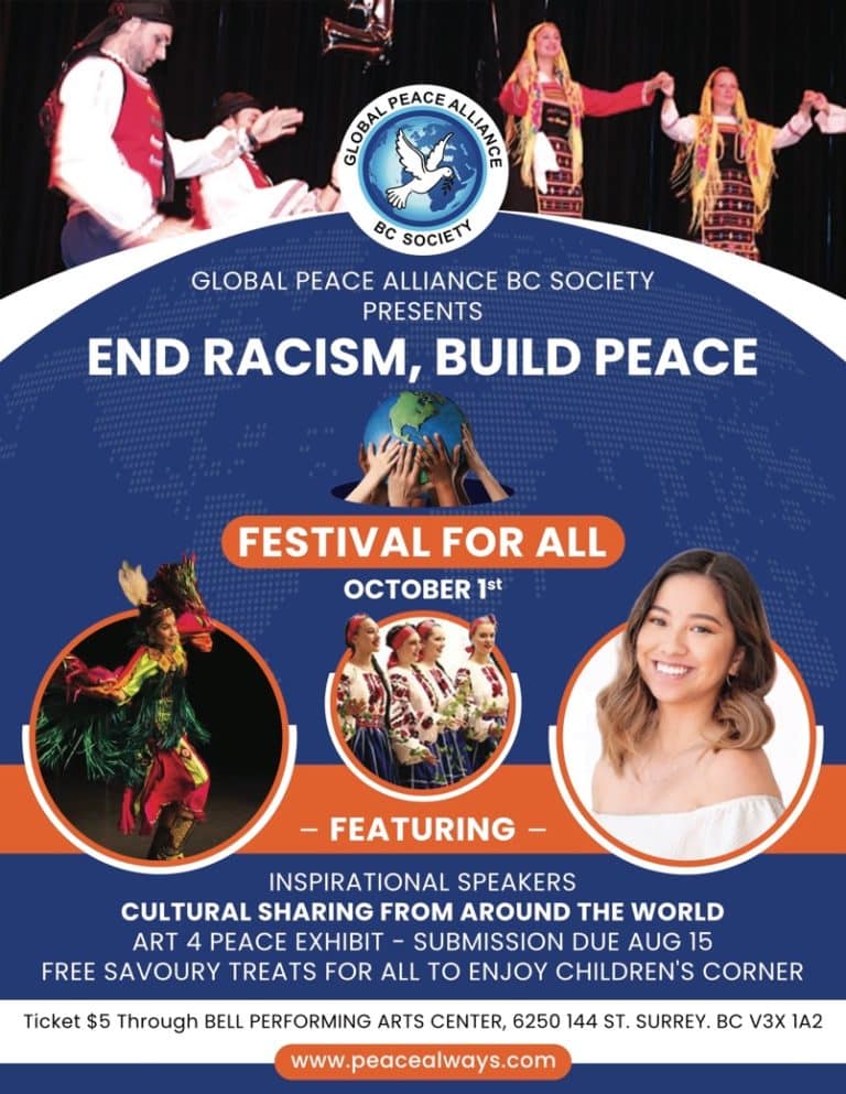 Invitation to Global Peace Alliance Festival October 1st 2022 Global